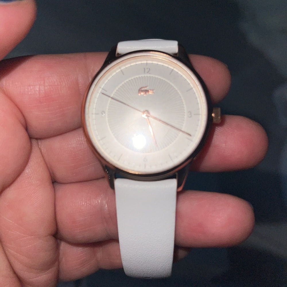 Lacoste Womens Watch rose gold w/ white band